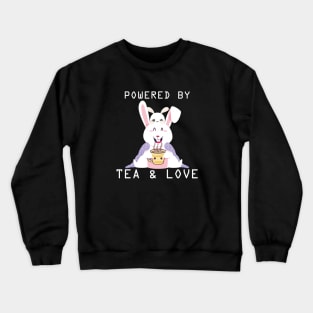 funny bunny design  pwered by love and tea Crewneck Sweatshirt